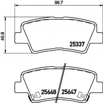 Гальмівні колодки дискові T2210 HELLA 8DB355020371 (фото 1)