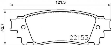 Колодки тормозные (задние) Lexus NX 2.0/2.5 16V 14-/Toyota Alphard 3.5 15- (Akebono) HELLA 8DB355024631 (фото 1)