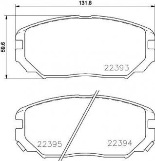 Колодки гальмівні (передні) Hyundai Sonata/Elantra 01-11/ix20 10-/Tucson/Kia Sportage/Carens 04- HELLA 8DB355024891 (фото 1)