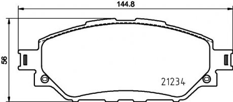 Колодки гальмівні (передні) Toyota Hilux VIII 15- (Advics) (з датчиком) HELLA 8DB355037801 (фото 1)