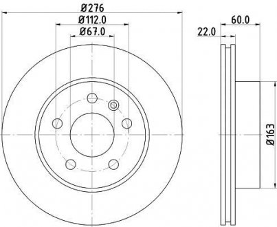 Диски тормозные перед. MB Vito (638) 2.0-2.8 02.96-07.03 BEHR / HELLA 8DD 355 104-521 (фото 1)