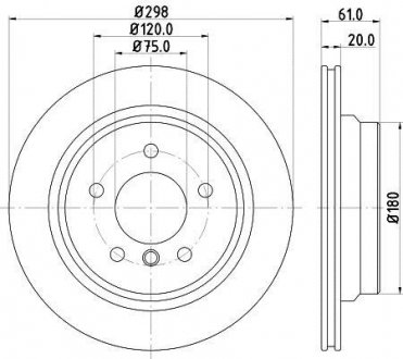 Диск тормозной задний 298x20mm BMW E39 96-03 HELLA 8DD 355 104-611 (фото 1)