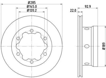 Гальмівний диск заднiй DB Sprinter Series (W906)/Sprinter Series (W903)/Sprinter Series (W904)/LT (95-06) HELLA 8DD 355 105-811