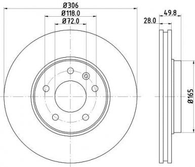 Тормозной диск 8DD 355 108-951 BEHR / HELLA 8DD355108951 (фото 1)