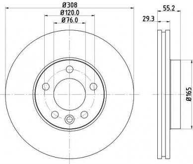 Диск гальмівний з покриттям PRO; передн. HELLA 8DD355109661