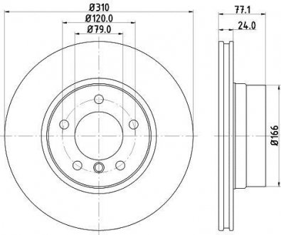 Тормозной диск перед. E60/E61 03-10 Pro HELLA 8DD355109-901 (фото 1)