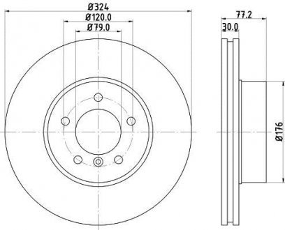 Диск гальмівний перед. BMW E60/E61 520d-530i 07.03- HELLA 8DD 355 109-921 (фото 1)