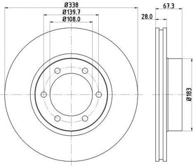 Диск тормозной перед. Toyota Land Cruiser 3.0-4.0 03- HELLA 8DD 355 111-861