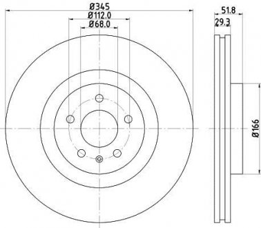 Тормозные диски перед. Audi A4 (B8) 2.0 TDI 07-/A5 2.7 TDI 09- HELLA 8DD 355 113-951 (фото 1)