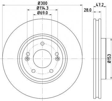 Диск гальмівний перед. Hyunday Sonata V 05-, i40 CW 11-, Kia Sportage 10- HELLA 8DD 355 114-511