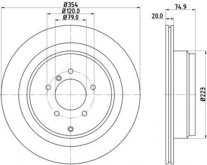 Диск тормозной задний. Land Rover Range Rover III 05- HELLA 8DD 355 115-291 (фото 1)