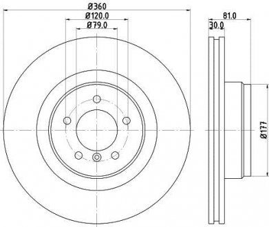 Тормозной диск перед. Range Rover III 02-12 3.0-4.4 (PRO) HELLA 8DD355115-611