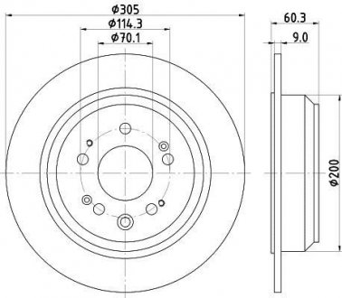 Тормозной диск зад. Accord VIII 08- 2.0-2.4 305mm HELLA 8DD355116-111 (фото 1)