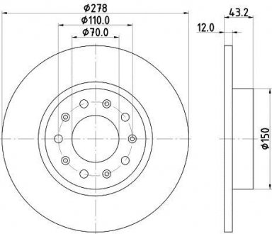 Тормозной диск 8DD 355 116-671 BEHR / HELLA 8DD355116671