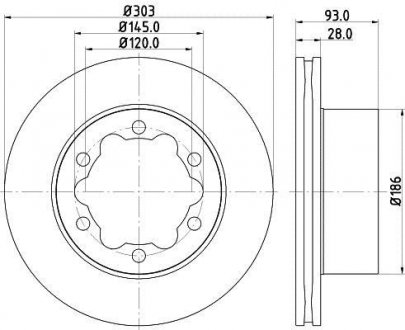 Тормозной диск зад. Sprinter/Crafter 06- (1.8-3.5t) 303mm HELLA 8DD355118-061