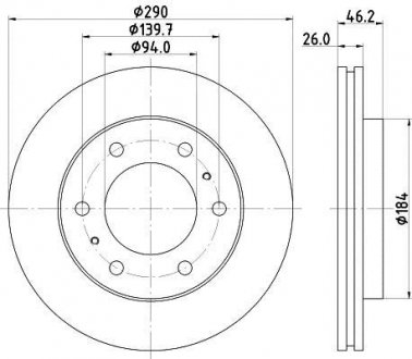 Диск тормозной перед.Mitsubishi Pajero 06-> HELLA 8DD 355 118-631