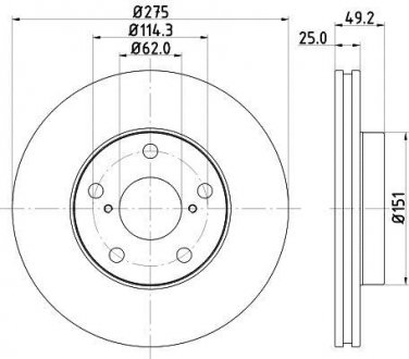 Диск гальмівний 54397PRO HELLA 8DD355118691 (фото 1)