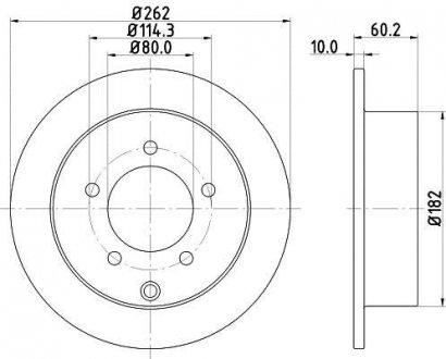 Диск тормозной зад. Mitsubishi Eclipse II 96- Outlander 03-, Space Runner 99- HELLA 8DD 355 119-181