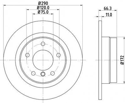 Диск тормозной задний BMW 1 (F20), 1 (F21), 2 (F22, F87), 2 (F23) 1.5-2.0D 11.10- HELLA 8DD 355 120-231