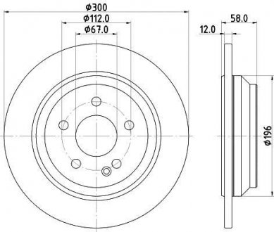 Диск тормозной зад. DB Vito (W447) 14- HELLA 8DD355122-441