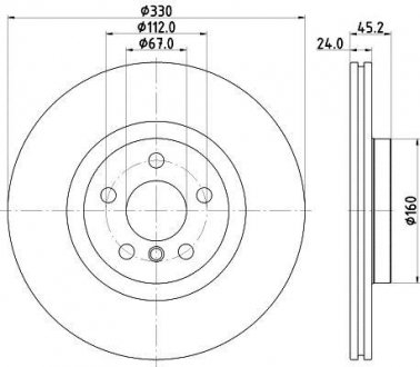 Диск тормозной передн. вентиль. BMW 2 F45 14- X1 F48 15- 330X24 V HELLA 8DD355122-641