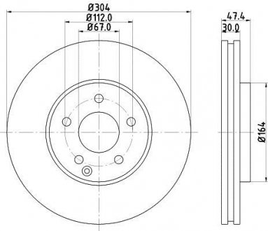 Диск тормозной PRO High Carbon; передняя. HELLA 8DD355128641