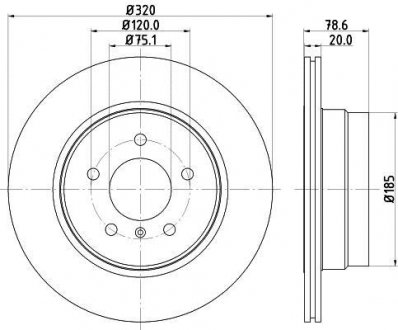 Диск тормозной зад. BMW X5 (E70), X5 (F15, F85), X6 (E71, E72), X6 (F16, F86) 2.0D-3.0D 10.06-07.19 HELLA 8DD 355 128-761 (фото 1)