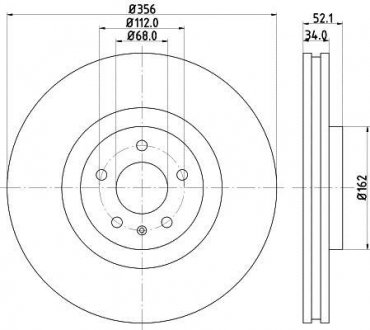 Диск тормозной PRO High Carbon; передняя. HELLA 8DD355129371