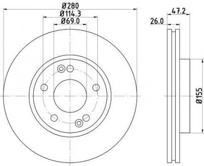 Тормозной диск HELLA 8DD355129431