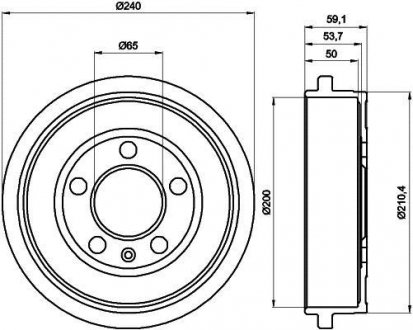 Гальмівний барабан HELLA 8DT355300371 (фото 1)