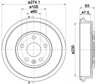 Тормозный барабан HELLA 8DT355302601