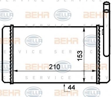 Радиатор печки FORD Transit 86-00, TRANSIT автобус (T_ _) 85-92 HELLA 8FH 351 024-201