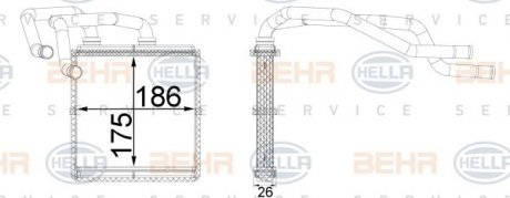 Радиатор печки NISSAN QASHQAI 1,6/2,0 06-13 HELLA 8FH351511644 (фото 1)