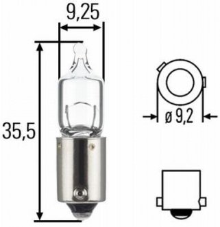 Лампа розжарювання, H6W 12V 6W BAX 9s HELLA 8GH007643121