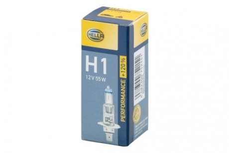 Лампа H1 12V 55W P14,5s +120% 8GH 223 498-011 BEHR / HELLA 8GH223498011 (фото 1)