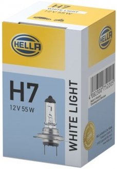 Лампа розжарювання, H7 12V 55W PX26d WL 4200K White Light HELLA 8GH 223 498-131 (фото 1)