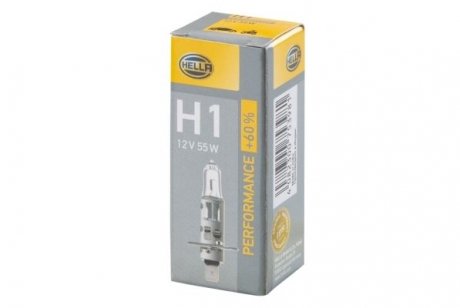 Лампа розжарювання PERFORMANCE UP 60% TO H1 12V 55W P14,5s HELLA 8GH223498211