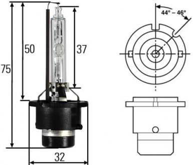 Лампа ксенонова D2S, 35W, Pk32d-2 HELLA 8GS007949261