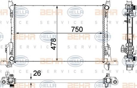 Радіатор, охолодження двигуна HELLA 8MK 376 701-591