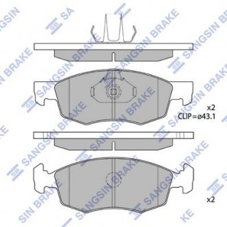 Комплект гальмівних колодок з 4 шт. дисків Hi-Q (SANGSIN) SP1198 (фото 1)