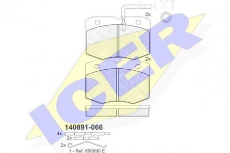 Тормозные колодки, дисковый тормоз (набор) ICER 140891
