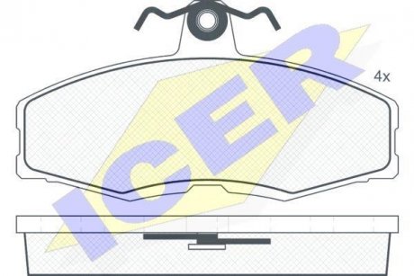 Тормозные колодки, дисковый тормоз (набор) ICER 180413