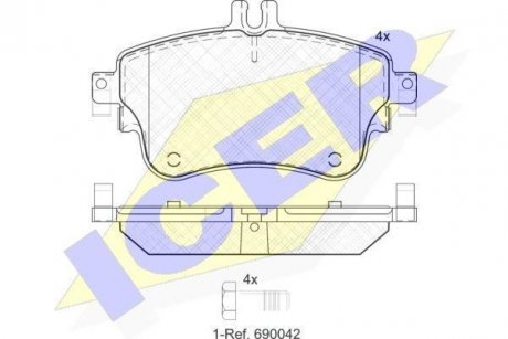 Комплект тормозных колодок, дисковый тормоз ICER 182062 (фото 1)