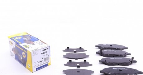 Гальмівні колодки, дискове гальмо (набір) ICER 182074