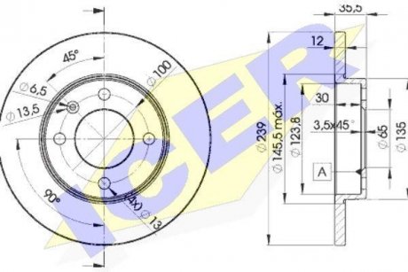 Диск тормозной (передний) VW Caddy I 82-92 (239x12) ICER 78BD33002