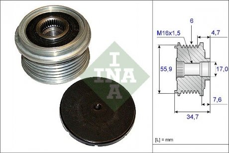 Шкив генератора инерционный INA 535010610