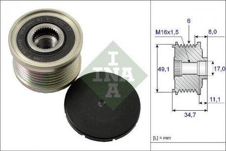 Шкив генератора инерционный INA 535013910