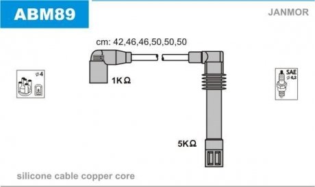 Провід Audi A4/A6/A8 2.4/2.6/2.8 95- Skoda SuperB 2.8 V Janmor ABM89 (фото 1)