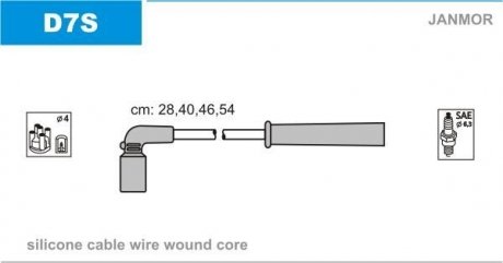 Провід В/В Daewoo Lanos,Nubira 1.6 16V Janmor D7S