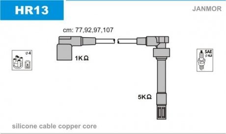 Проволока зажигания, набор Janmor HR13 (фото 1)